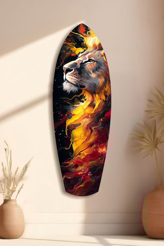 Décoration murale en verre trempé Lion Pride V4 - Noir et jaune