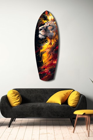 Décoration murale en verre trempé Lion Pride V4 - Noir et jaune