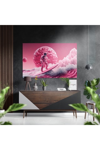 Tableau en verre trempé Surf in pink planet