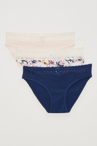 3 cuecas Les quotidiens - Rosa-maquilhagem e azul-marinho