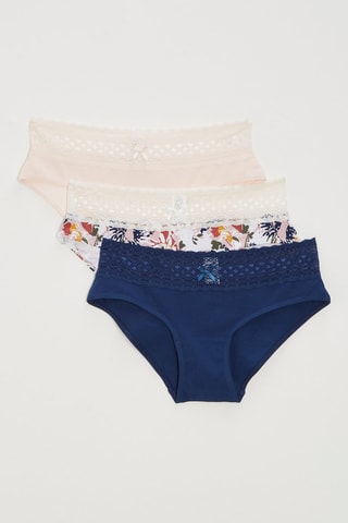 3 shorties Les quotidiens - Rosa, azul-marinho e branco