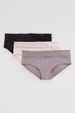 3 shorties Les Quotidiens - Cinzento, rosa e preto