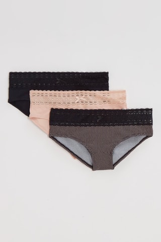 3 shorties Les Quotidiens - Preto e rosa-maquilhagem