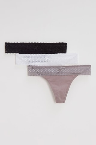 3 strings Les cotons bio - Branco e preto