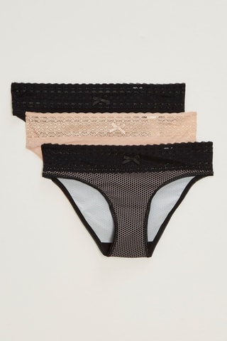 3 cuecas Les Quotidiens - Preto e bege