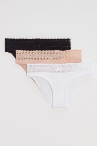 3 cuecas Les Quotidiens - Branco e rosa