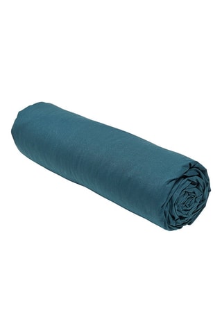 Drap-housse en coton 57 fils/cm² Essential - Paon - Bonnet 23 cm