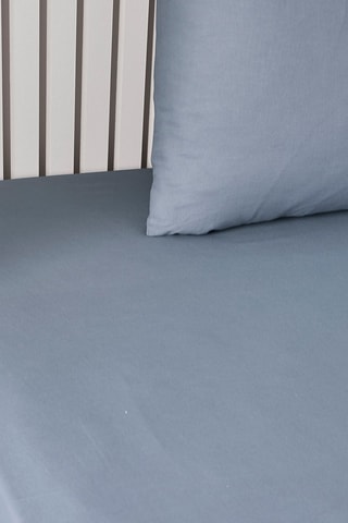 Drap-housse en coton 57 fils/cm² Cocoon - Bleu - Bonnet 25 cm