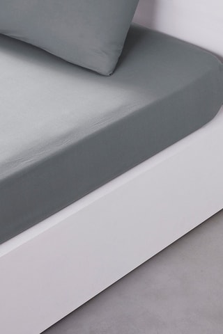 Drap-housse en coton 57 fils/cm² Essential - Acier - Bonnet 30 cm