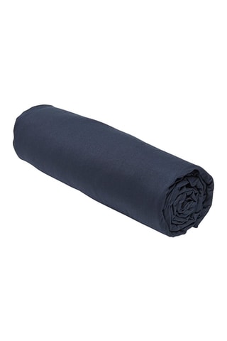 Drap-housse en coton biologique 57 fils/cm² Organic - Bleu marine - Bonnet 30 cm