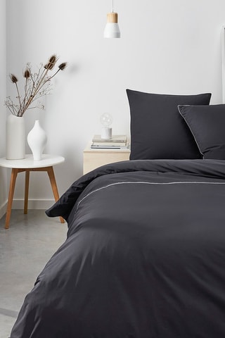 Drap-housse en percale de coton 78 fils/cm² Prestige - Gris foncé - Bonnet 30 cm