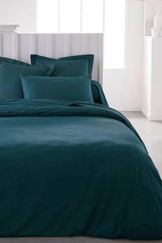 Drap-housse en coton 57 fils/cm² Essential - Paon - Bonnet 30 cm