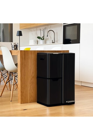Poubelle de tri sélectif à pédale en acier inoxydable Haja - 60 l