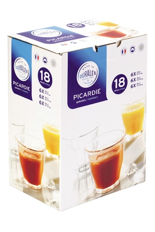 18 copos Picardie Clear - 25 cl / 36 cl e 50 cl