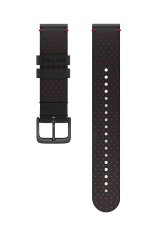 Leren Horlogeband Zwart en Rood- 20 mm