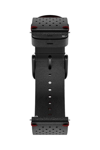 Leren Horlogeband Zwart en Rood- 20 mm