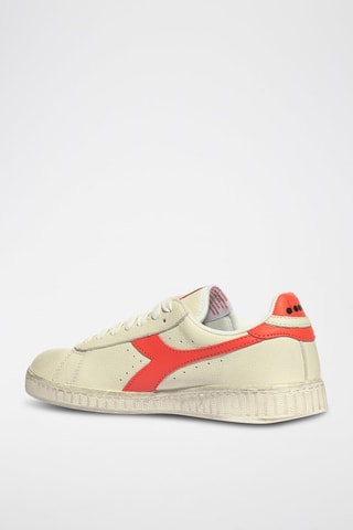 Sapatilhas em couro Game L Low Fluo - Branco e coral