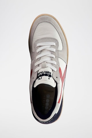 Sapatilhas em couro Ripstop - Branco e vermelho