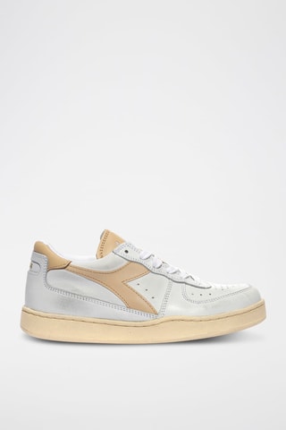 Sapatilhas em couro Used - Branco e bege