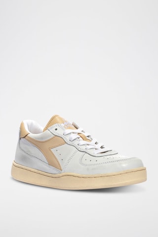 Sapatilhas em couro Used - Branco e bege