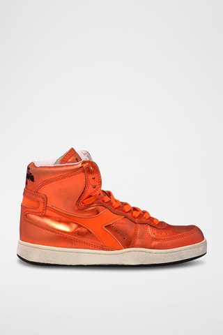 Sapatilhas de cano alto em couro Metal Used - Vermelho