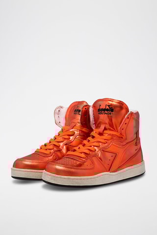 Sapatilhas de cano alto em couro Metal Used - Vermelho
