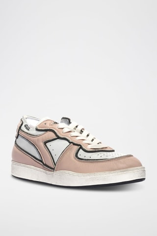 Sapatilhas em couro Row Cut Frame Used - Rosa e branco