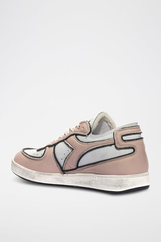 Sapatilhas em couro Row Cut Frame Used - Rosa e branco