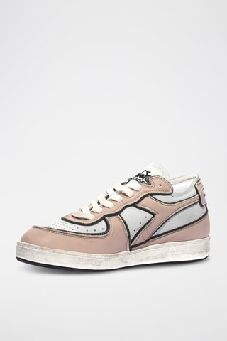 Sapatilhas em couro Row Cut Frame Used - Rosa e branco