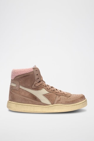 Sapatilhas de cano alto em nobuck Shearling WN - Bege e rosa
