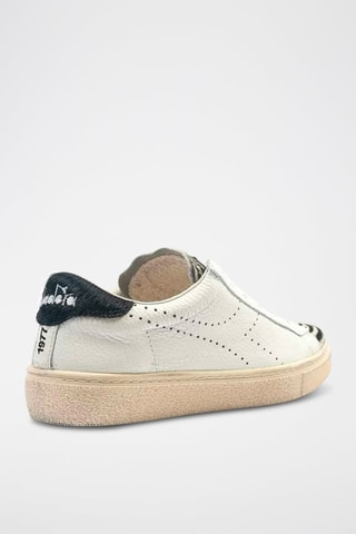 Sapatilhas em couro Montecarlo H Wax W - Branco e preto