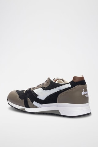 Sapatilhas em couro N9000 2030 - Preto e caqui
