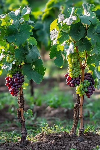 Uva sem sementes Vitis vinifera 'Himrod' e Uva sem sementes Vitis vinifera 'Vanessa' - Altura entregue 60-75 cm