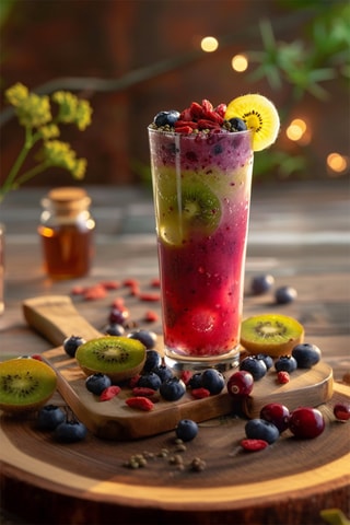 4 smoothies de super frutas - Altura Entregue 25-40 cm