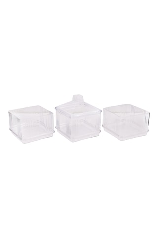 3 caixas de arrumação - 10 x 10 x 7 cm - Transparente