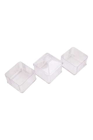 3 caixas de arrumação - 10 x 10 x 7 cm - Transparente
