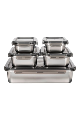5 boîtes de conservation en acier inoxydable et sans BPA - 2 x 65 cl/2 x 1,3 l/5 l