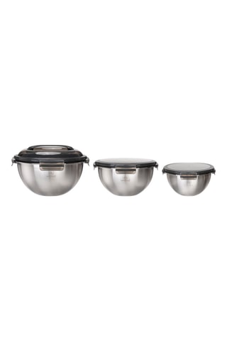 3 bols hermétiques en acier inoxydable 18/8 - 1,35/2,5/4,35 l