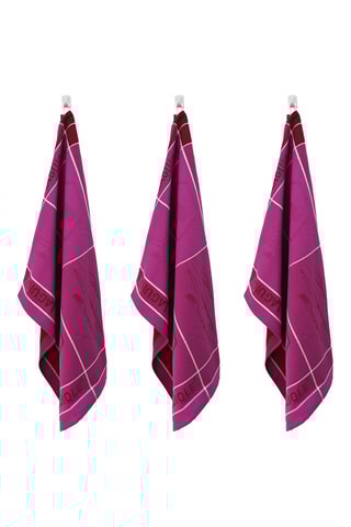 3 panos de cozinha em algodão Egyptien Collection Tartan - Malva