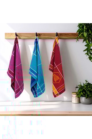 3 panos de cozinha em algodão Egyptien Collection Tartan - Malva