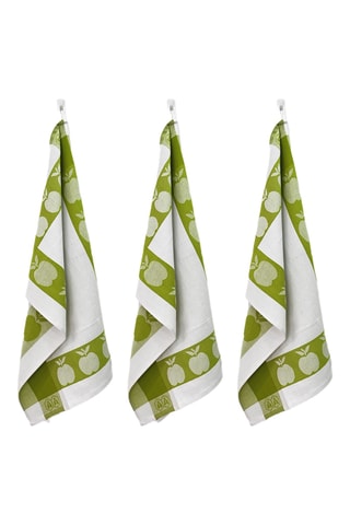 3 torchons en coton Egyptien Collection Carré - Vert