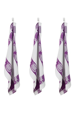 3 torchons en coton Egyptien Collection Carré - Mauve