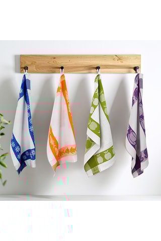 3 torchons en coton Egyptien Collection Carré - Mauve