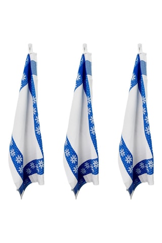 3 torchons en coton Egyptien Collection Carré - Bleu