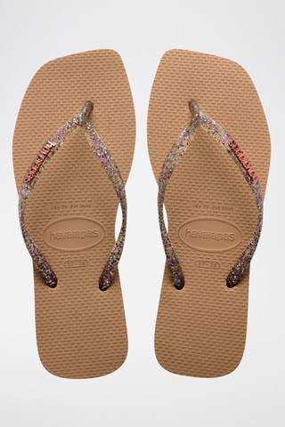 Slippers Suare Logo Metallic - Bruin