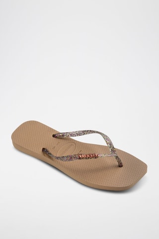 Slippers Suare Logo Metallic - Bruin