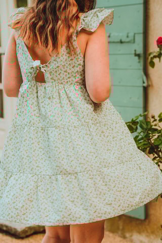 Robe volantée courte - Vert pâle