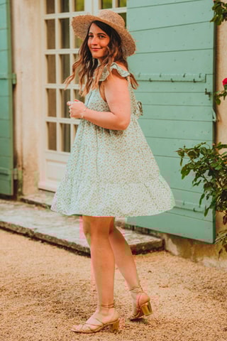 Robe volantée courte - Vert pâle