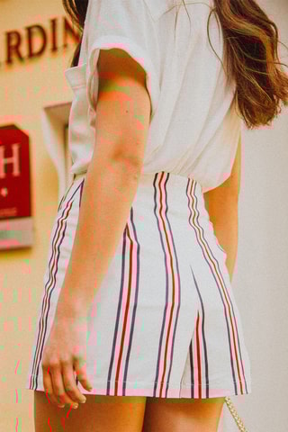 Jupe-short rayée - Blanc