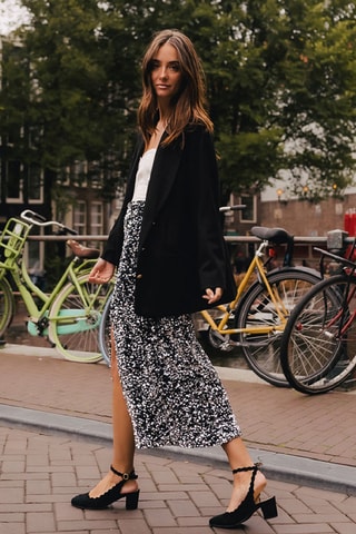 Jupe longue à sequins - Noir